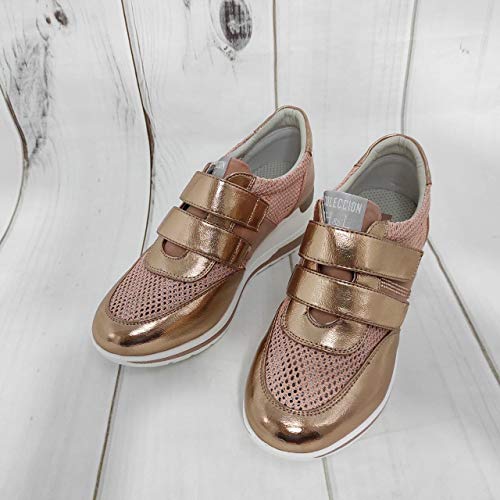 Zapatillas Deportivas Mujer con Estilo | Bambas Comodonas Cuña | Tenis Plataforma Casual | Plata | Champagne | Dorado | Negro | Rojo |Rosa | Azul |Blanco | Nude (Champagne, 38)