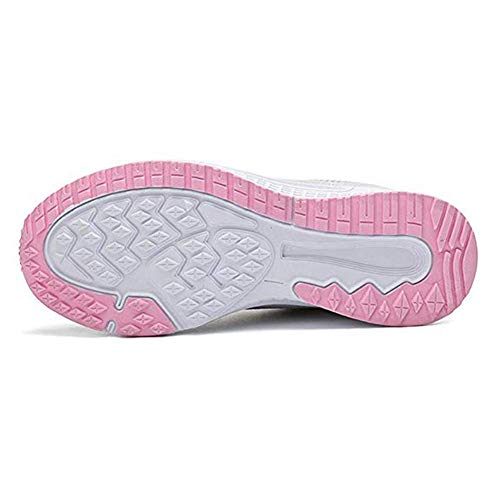 Zapatillas Deportivas Mujer Sneakers Zapatos para Correr para Niña Mujeres Running Zapatos Casuales de Mujer Ligero Respirable Atarse Rosa Gris Talla 37