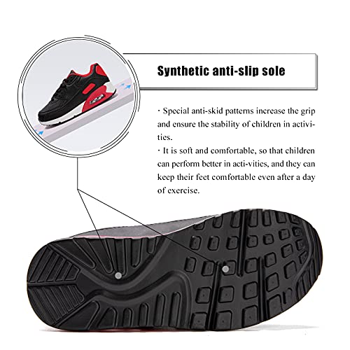 Zapatillas Deportivas Niño Niña Zapatos de Correr Antideslizante Zapatillas Deporte para Niños Cordones Gimnasio Ligero Transpirable Negro 29 EU