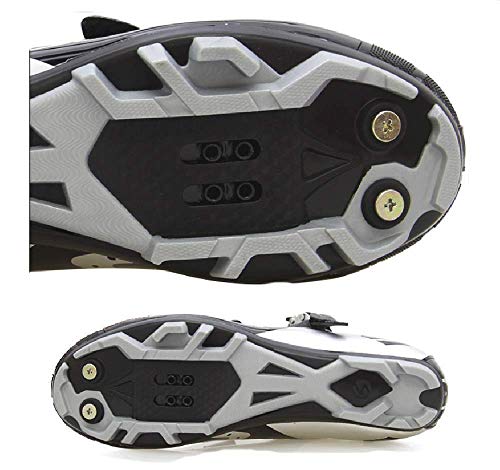 Zapatillas para ciclismo BTT, profesionales, transpirables, para hombre y mujer, compatibles con pedales SPD, Unisex adulto, Black Silver 001, 45 EU