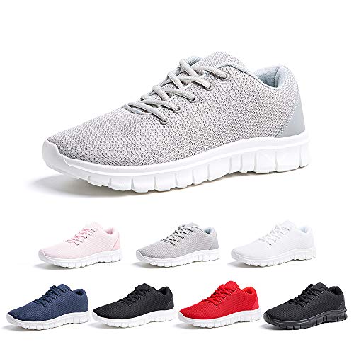 Zapatillas Running Hombre Zapatos Deportivos con Cordones Casuales Sneakers Sport Fitness Gym Outdoor Transpirable Comodas Calzado Gris Talla 45