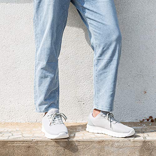 Zapatillas Running Hombre Zapatos Deportivos con Cordones Casuales Sneakers Sport Fitness Gym Outdoor Transpirable Comodas Calzado Gris Talla 45