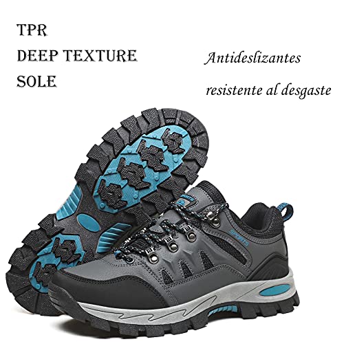 Zapatillas Senderismo Hombres Ligeras Antideslizantes Transpirable Botas de Montaña Zapatillas Trekking Mujer Gris