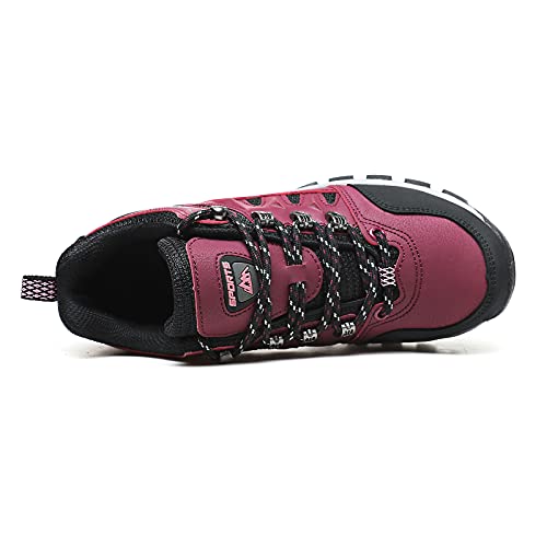 Zapatillas Trekking Mujer Zapatos Senderismo Ligeras Antideslizantes Transpirable Botas de Montaña Hombre Rojo