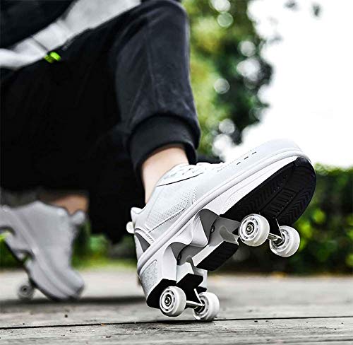 Zapatos con Cuatro Ruedas Automática Calzado de Skateboarding Deportes de Exterior Patines en Línea Aire Libre y Deporte Vibración Parpadeo Gimnasia Running Zapatillas,35