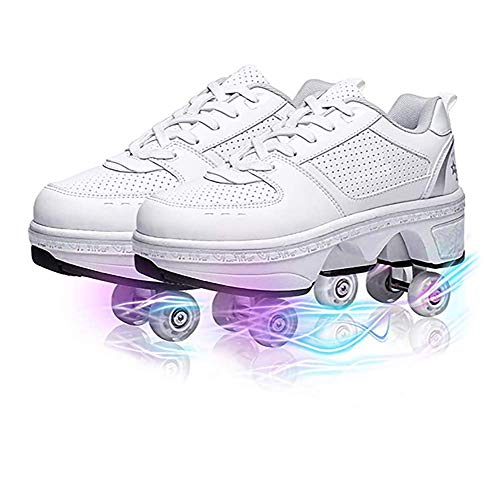Zapatos con Cuatro Ruedas Automática Calzado de Skateboarding Deportes de Exterior Patines en Línea Aire Libre y Deporte Vibración Parpadeo Gimnasia Running Zapatillas,35