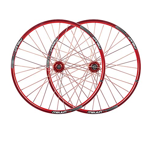Zatnec Ciclismo Ruedas Llantas 26 MTB Aluminio Aleación Doble Pared 32 Hoyos Ruedas Bicicleta Montaña Freno Disco 7/8/9 Velocida Liberación Rápida (Color : Red, Size : 26inch)