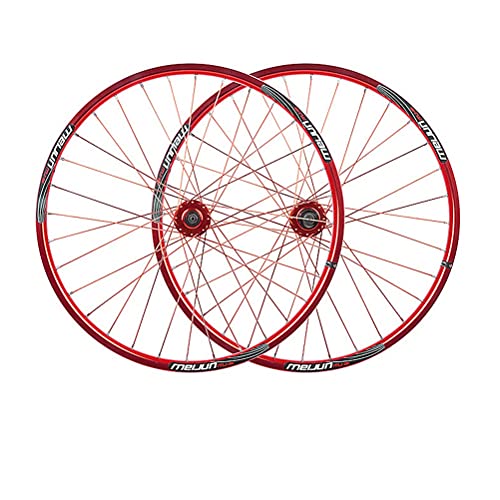 Zatnec Ciclismo Ruedas Llantas 26 MTB Aluminio Aleación Doble Pared 32 Hoyos Ruedas Bicicleta Montaña Freno Disco 7/8/9 Velocida Liberación Rápida (Color : Red, Size : 26inch)