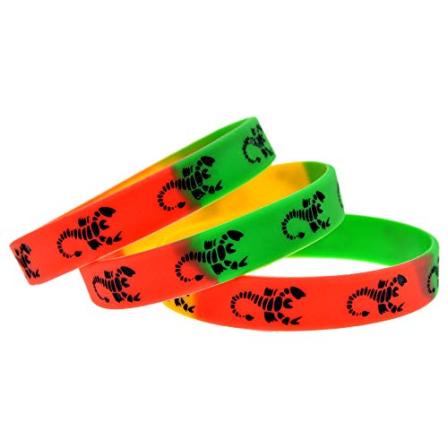 Zdy 10Pcs Regalo Escorpión Escorpión Logo Pulsera De Silicona Color del Arco Iris De La Muñeca De La Correa De La Calle del Punk Danza Regalo De Cumpleaños Pulsera