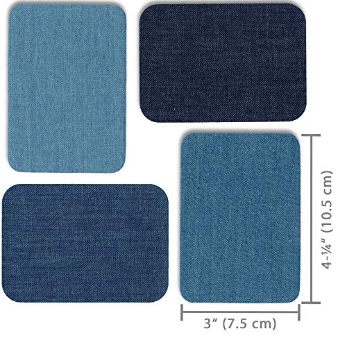 ZEFFFKA Tela Calidad Premium Parches Jean Aplicables con Plancha Interior & Exterior Pegamento Mas Fuerte 100% Algodón Tonos Surtidos Kit de Decoración 12 Piezas Tamaño 3" x 4-1/4" (7.5 cm x 10.5 cm)