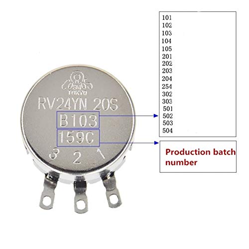 ZELWBANG Potenciómetro 1pcs rv24yn20s 101 102 B103 104 105 201 202 203 204 254 302 303 501 502 503 50 50 5k 10k 100k 500k 200k 100 Ohm Potenciómetro Potenciómetro (Resistance : 2K Ohm)