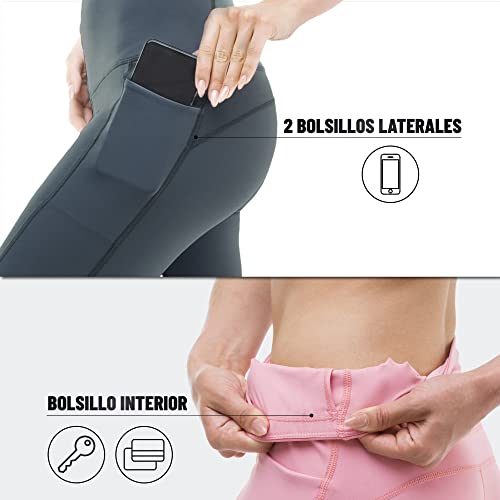 ZENACROSS Leggins Deportivos Mujer - Negro S - Squat Proof - Fitness, Yoga, Correr, Running, Workout - Pantalones Deportivos, Push y Goma elástica en la Cintura - Mallas Deporte Mujer con Bolsillos