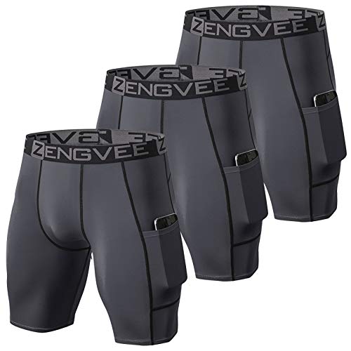 ZENGVEE Pantalones Cortos Hombre Deporte Mallas Cortas Hombre Running Correr Entrenamiento mayas Deportivas Hombre(3Gray-2XL)