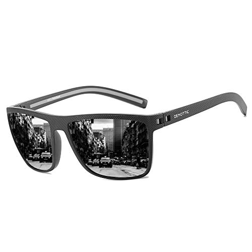 ZENOTTIC Gafas De Sol Polarizadas para Hombre Cuadradas Súper Liviana Marco TR90 Protección UV400