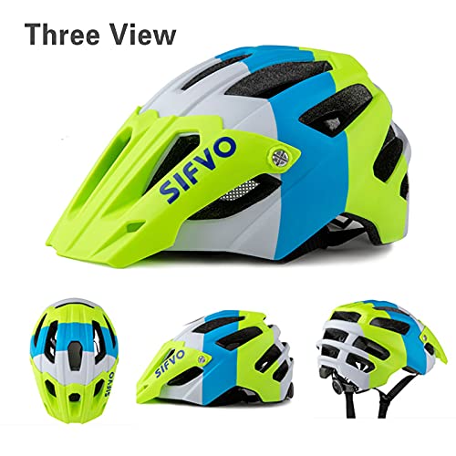 Zeroall Casco de Bicicleta Adulto 56-61cm Tamaño Ajustable Casco de Ciclo con Visera Desmontable, Cascos de Ciclismo para Bicicleta Patineta Bicicletas Eléctricas(Verde Azul)