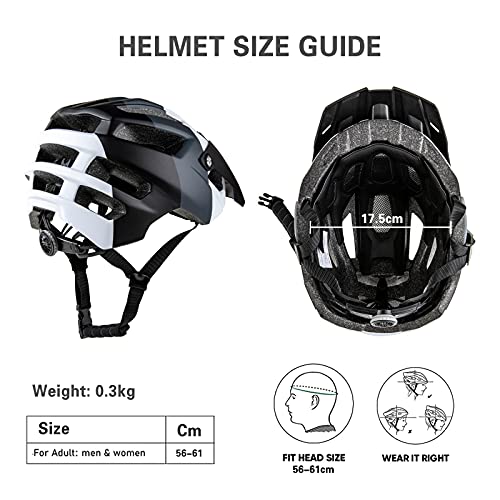 Zeroall Casco de Bicicleta Adulto 56-61cm Tamaño Ajustable Casco de Ciclo con Visera Desmontable, Cascos de Ciclismo para Bicicleta Patineta Bicicletas Eléctricas(Verde Azul)