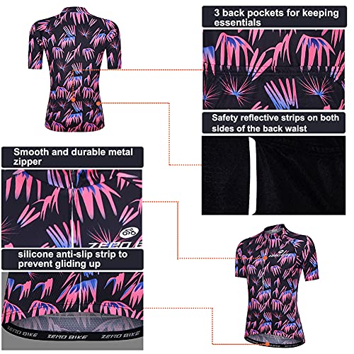 ZEROBIKE Manga Corta Ciclismo MTB Maillot para Mujer, Jersey Ropa Transpirable para Deportes al Aire Libre Ciclo Bicicleta (0006, XL)