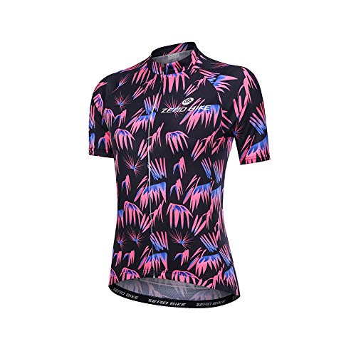 ZEROBIKE Manga Corta Ciclismo MTB Maillot para Mujer, Jersey Ropa Transpirable para Deportes al Aire Libre Ciclo Bicicleta (0006, XL)