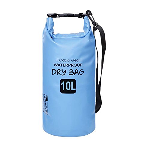 ZhaoCo Bolsa Seca, 5L/10L/20L/30L Bolsas Estancas Impermeable con Correa Ajustable para Rafting Kayak Pesca Natación Playa Senderismo Camping Canotaje Al Aire Libre Deportes Acuáticos(Azul,10L)