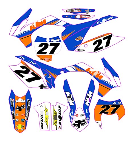 Zhbqcmou ZWFC001-39 Pegatinas de Motocicleta 3M Personalizadas Pegatinas Gráficos Gráficos Kit de decancia gráfica Compatible con KTM Exc xCW 125 150 200 250 300 350 450 450 500 2014 2015 2016 hnzhb