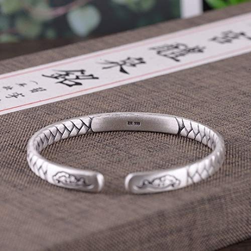 zhenfa Pulsera, Plata Retro Plata Completa Mate e-Mail EDD ing GE-Pattern Pulsera Abierta, Elegante para Que Todo el Mundo lo Use, Caja de joyería, Cada Regalo de Regalo Encantador Momento