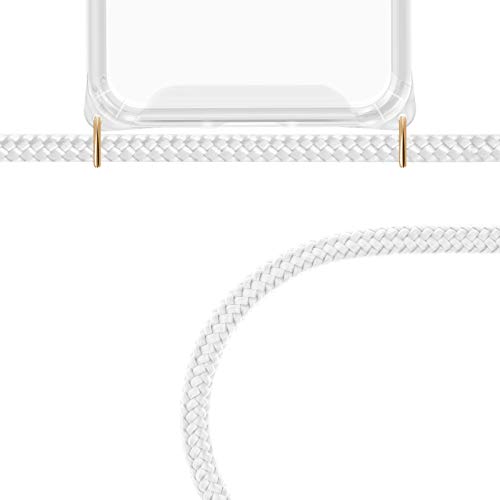 ZhinkArts Cadena para teléfono móvil compatible con Apple iPhone 13 Pro Max – Pantalla de 6,7 pulgadas – Funda para smartphone con banda – Cordón con funda para colgar en blanco