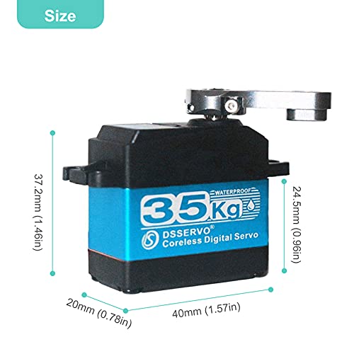 ZHITING 35KG Servo Motor Digital sin núcleo Engranaje de Acero Inoxidable 7,4 V Alto par Resistente al Agua DS3235 con Brazo Servo 25T para Robot de Coche RC (180 °