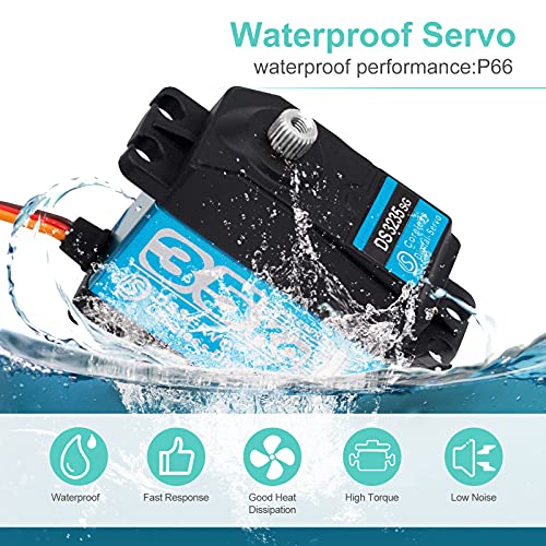 ZHITING 35KG Servo Motor Digital sin núcleo Engranaje de Acero Inoxidable 7,4 V Alto par Resistente al Agua DS3235 con Brazo Servo 25T para Robot de Coche RC (180 °