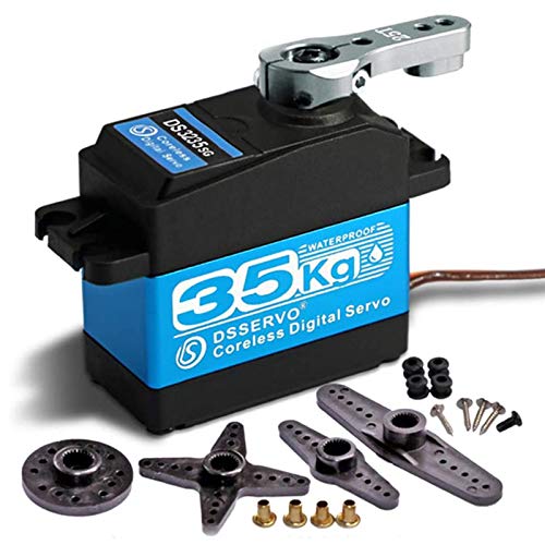 ZHITING 35KG Servo Motor Digital sin núcleo Engranaje de Acero Inoxidable 7,4 V Alto par Resistente al Agua DS3235 con Brazo Servo 25T para Robot de Coche RC (180 °