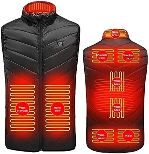 ZHZHUANG Chaleco Calentado Chaleco Calentado Hombres Mujeres, Chaqueta sin Mangas con Calefacción Usb Motocicleta Ligero, Ropa de Vestir Lavable Lavable con Calentamiento Eléctrico/Black/4Xl