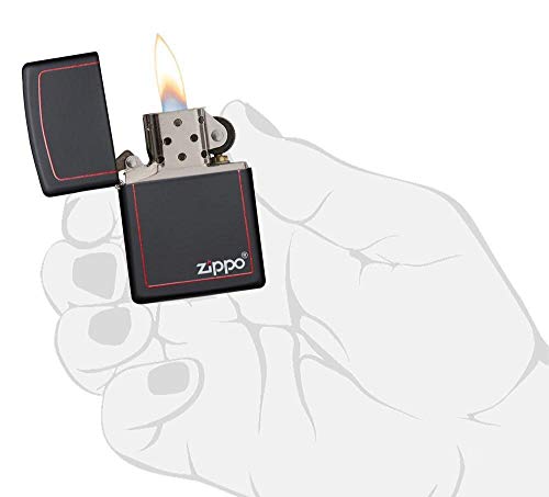 Zippo Logo Mechero, Black Matte, 3.5x1x5.5 cm