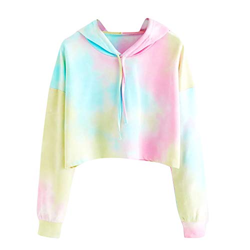 ZODOF Sudaderas Cortas con Capucha para Mujer, Hoodie Blusa Camiseta de Manga Larga de Empalme Tops de Deportivo Moda Basico Sencillo Casual de Otoño Invierno Primavera para Mujeres Chica