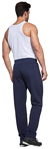 ZOXOZ Pantalon Chandal Hombre Pantalones Deportivos Casual Jogging Algodón Jogger Deportivo Entrenamiento Fitness Deporte Slim Fit con Cremallera Bolsillos Cintura Elástica Ajustable Azul Marino M