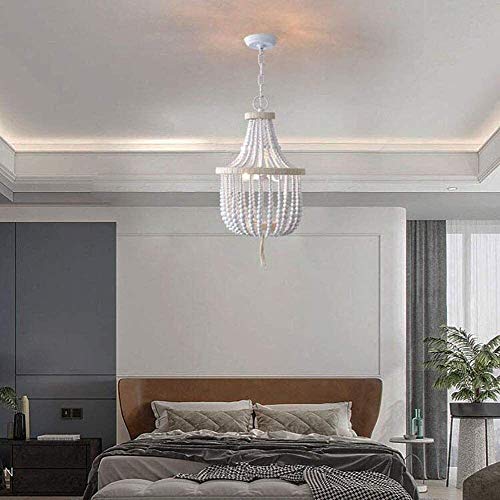 ZRABCD Lámpara Colgante de Luz Candelabro Luz de Techo Vintage Retro Ing Accesorios Madera con Cuentas Colgante Rústico Colgante de Techo de Metal S E14 Lujosa Decoración de Interiores Ing para Sala