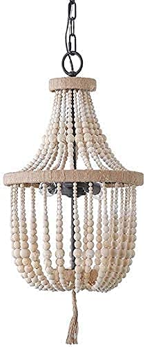 ZRABCD Lámpara Colgante de Luz Candelabro Luz de Techo Vintage Retro Ing Accesorios Madera con Cuentas Colgante Rústico Colgante de Techo de Metal S E14 Lujosa Decoración de Interiores Ing para Sala