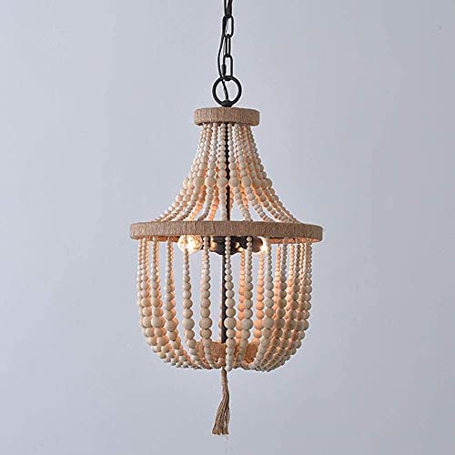 ZRABCD Lámpara Colgante de Luz Candelabro Luz de Techo Vintage Retro Ing Accesorios Madera con Cuentas Colgante Rústico Colgante de Techo de Metal S E14 Lujosa Decoración de Interiores Ing para Sala