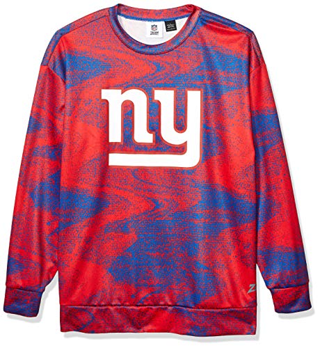 Zubaz sudadera con capucha oficial de la NFL, color sólido, para hombre - SNFL21CNSTC230459, Nfl New York Giants - Sudadera con cuello redondo (talla L), Large, Cuello redondo.