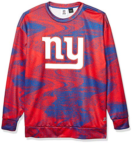 Zubaz sudadera con capucha oficial de la NFL, color sólido, para hombre - SNFL21CNSTC230459, Nfl New York Giants - Sudadera con cuello redondo (talla L), Large, Cuello redondo.