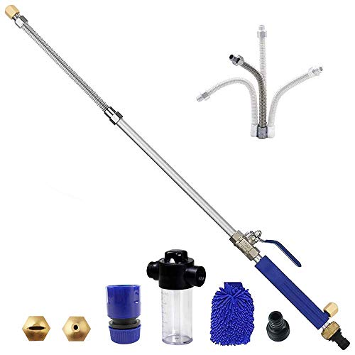 Zueyen Boquilla de manguera de alta presión, con cañón de espuma de nieve, rociador de riego automático de lavado de ventanas, rociador de manguera de jardín flexible para el hogar