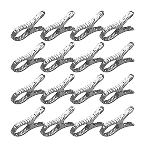 Zusue -16pcs Pinza De Ropa Multifuncional Clip De Acero Inoxidable Clip De Media De Resorte A Prueba De Viento Varios Tamaños Clip De Edredón Calcetines Clip Clip De Pantalones