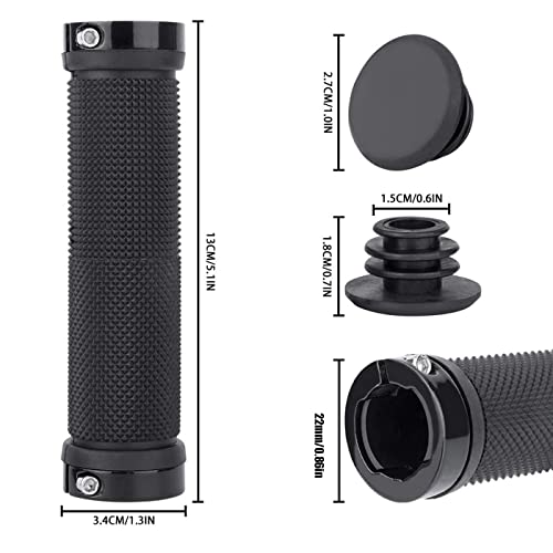 Zuzer 3 Pares Puños de Manillar de Bicicleta Mango de Bicicleta de 22 mm de Aiámetro Antideslizante Caucho Mango de La Bicicleta Apretón con Cerradura de Aluminio