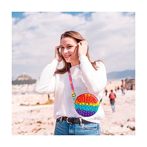 ZXCVBNM Moda Popet Push Its Bubbles Toy Rainbow Bolsos de Hombro Monedero Niños Mochila Toy Ladies Bag Simple Hoyuelo Fidget(Color:A)