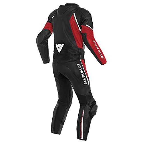 Dainese Avro D2 - Mono de dos piezas de piel para moto, color negro, rojo, blanco y gris