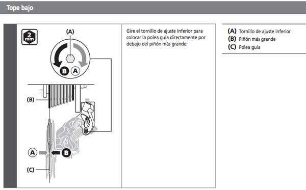 Ajuste del tope inferior del cambio shimano