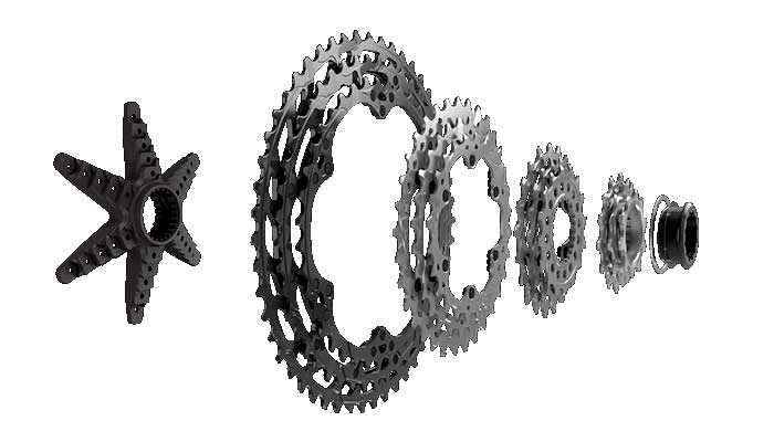 Despiece del casete Shimano XTR 2019 de 12 coronas.